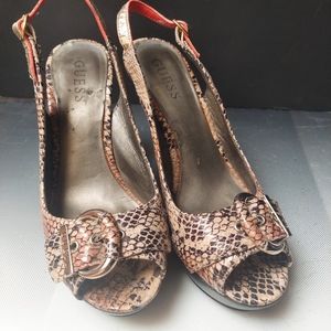 Guess faux snake 5in dress open toe heels 7.5 classic style